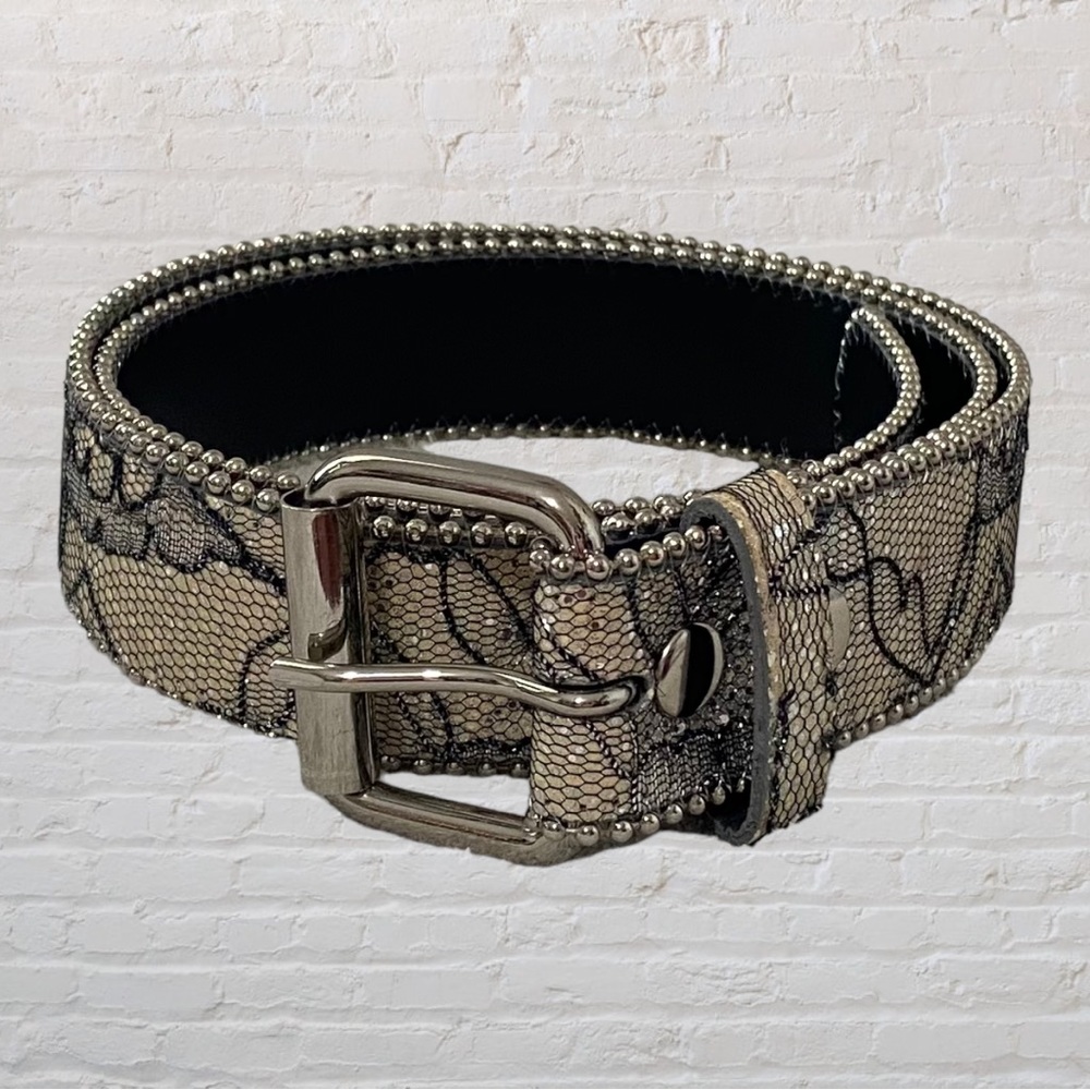 118. TILT Belt - Beige & Black Lace - Ladies Size Large
